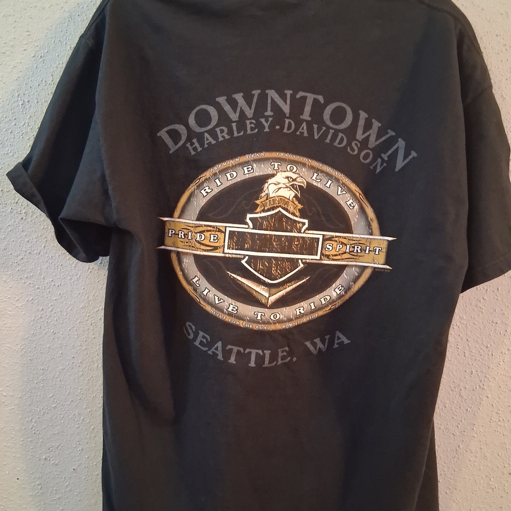 Vintage 2006 Harley-Davidson Black Graphic Tee Seattle Wa. - Picture 2 of 5